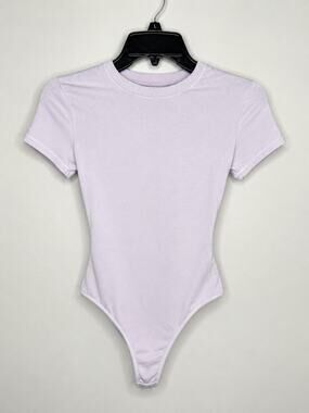 SKIMS Light Lavender Short Sleeve Crew Neck Bodysuit Soft Stretch Basic Small